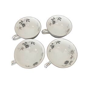 Noritake ROSAMOR Black Roses 4 Tea Cups made in Japan